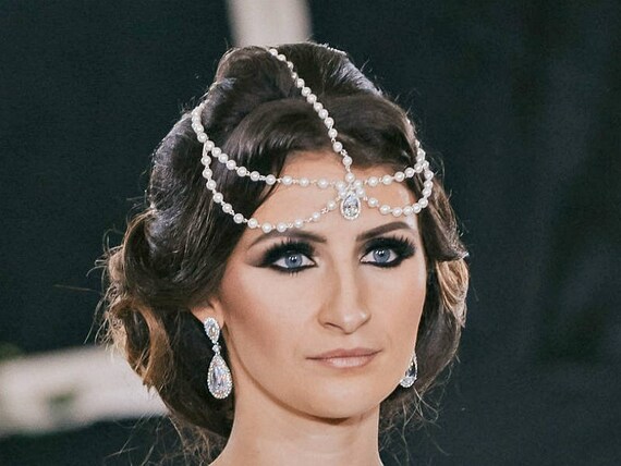 Great Gatsby Headband Flapper Girl Crystal Foreheand Band Etsy