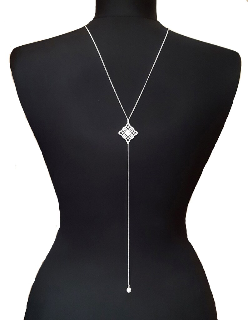 Low Back Dress Necklace Bridal Back Jewelry Crystal Backdrop Etsy
