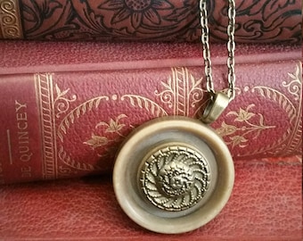 Antique button pendant necklace