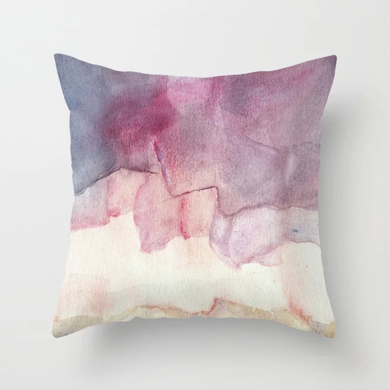 Pillow Cover With Fine Art Print Shades of Purple and Beige. Etsy