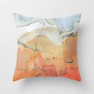 Cushion cover with fine art print. Burnt orange and blue tones Throw pillow cover Accent pillow Abstract landscape "Blue and Orange Merger"