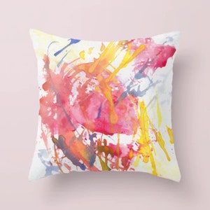 Vibrant art Pillow cover with abstract print Inetense energetic colors Magenta Yellow Pink Indigo Couch pillow Cushion cover