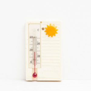 Vintage alcohol thermometer "MOSKVA", russian home decoration, soviet union room temperature measurement , white/beige color with orange sun
