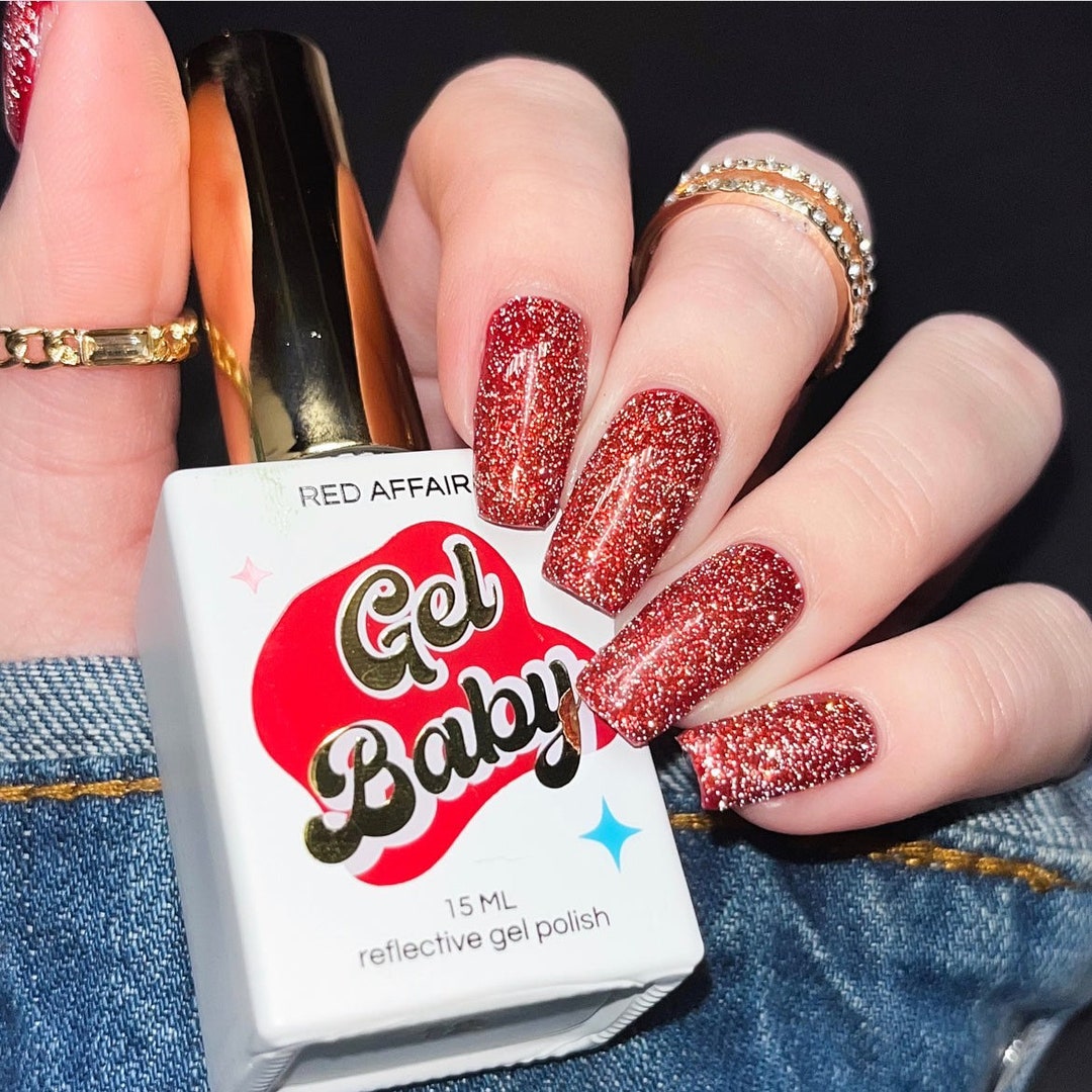 Red Affair Glitter Gel Polish by Gel Baby Etsy