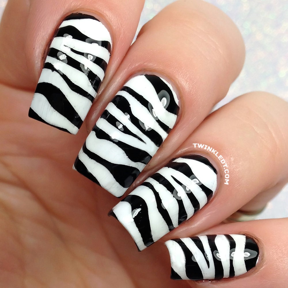 Zebra Nails - Etsy Zebra Nails - Etsy