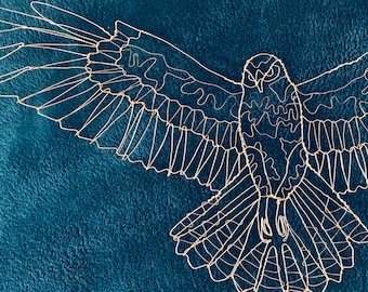 Wire Buzzard Sculpture, Bird of Prey Wall Art