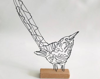 Magpie Sculpture, Wire Bird, Magpie Drawing, Bird Drawing, Bird Sculpture, Wire Sculpture