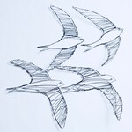 Dessin De Fil De Quatre Martinets Sculpture Doiseaux Oiseaux Fil Art Doiseau Martinets