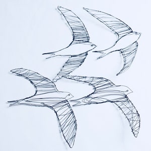 Wire Drawing of Four Swifts, Bird Sculpture, Wire Birds, Bird Art, Swifts, Wire Wall Sculpture, Wire Decoration