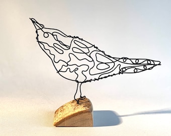 Grasshopper Warbler, Bird Sculpture, Bird Art, Bird Drawing, Wire Sculpture