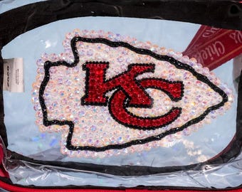Rhinestoned NFL Stadium Bag – Hand-Embellished Clear Football Bag – Kansas City Chiefs