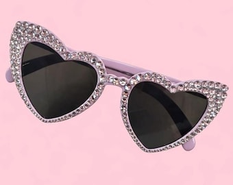 Gafas de sol personalizadas con forma de corazón y diamantes de imitación, gafas de sol glamurosas y personalizadas para despedidas de soltera y festivales.