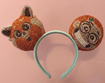 Custom Red Panda Rhinestone Ear Headband | Bling Glass Character Ears
