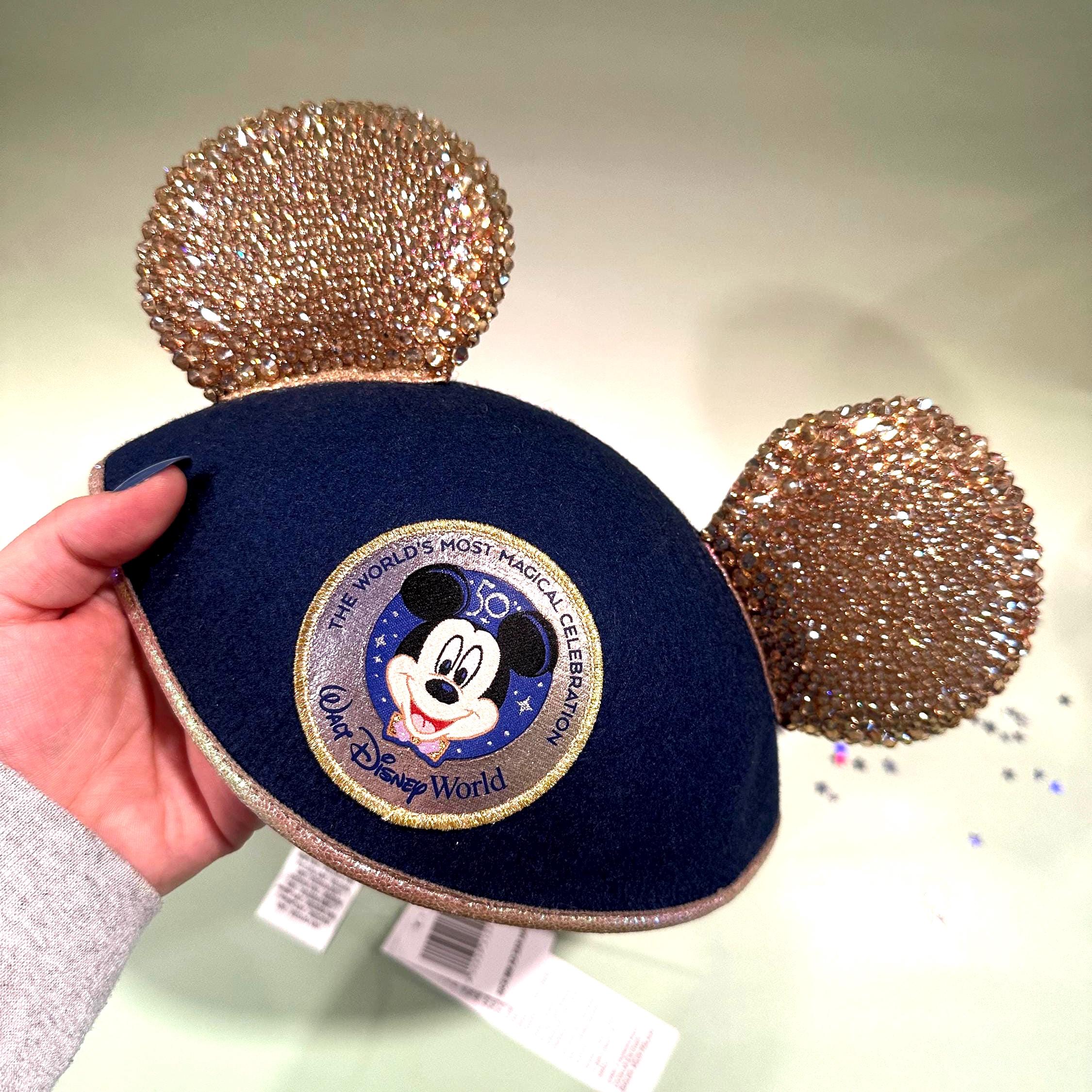 Disney Fireworks Ears Hand Embellished with Glass Rhinestones White Iridescent Sparkle Mickey Ears - Mouse Ears Headband  main image 4