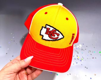 Blinged NFL Hat – Hand-Embellished with Glass Rhinestones – Sparkly Football Fan – Youth Kansas City Chiefs