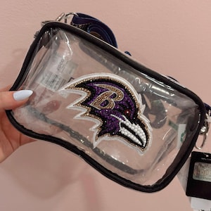 Bling Rhinestone Ravens Crossbody Bag: NFL Stadium Approved Clear Purse