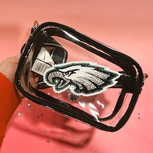 Bling Rhinestone Eagles FOCO NFL Clear Cross Body Stadium Compliant Camera Bag | NFL Bling Purse | Purse Accented With Rhinestones