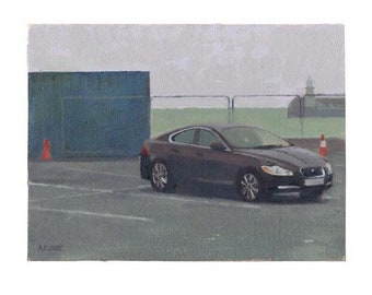 Jaguar Car in Folkestone  Art Print, Harbour art print, Coastal drawing, Sea print, Home art print. A5, A4, A3