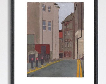 Back Streets in Folkestone,  Art Print, Town art print, Urban drawing, Shops print, Home art print. A5, A4, A3