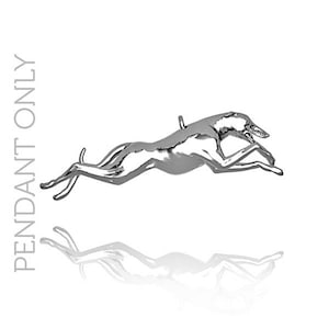 Impresionante colgante Greyhound (A) en plata de ley maciza contrastada. Colgante SOLAMENTE. Sin cadena. Regalo de Lujo con extraordinario detalle.