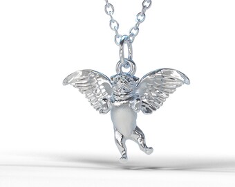 Gorgeous Winged Pug Dog Pendant ONLY in Hallmarked solid Sterling Silver. Luxury Gift - Extraordinary detail.