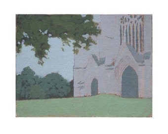 Cathedral West Nave Entrance ,  St Albans , Art Print, Town art print, Urban drawing, Shops print, Home art print. A5, A4, A3