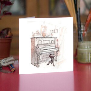 Old Piano Greeting Card Beautifully drawn print quality card stock. FREE P&P for UK FREE Personal Message image 3