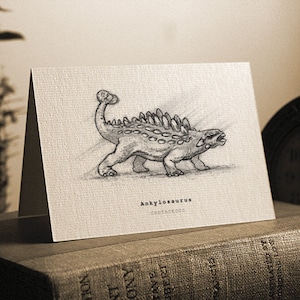 Ankylosaurus Carte de voeux - Impression magnifiquement dessinée - stock de cartes de qualité. GRATUIT pour le Royaume-Uni - Message personnel GRATUIT