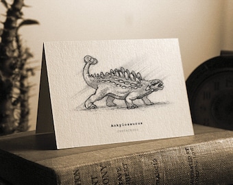 Ankylosaurus Greeting Card -  Beautifully drawn print - quality card stock. FREE P&P for UK - FREE Personal Message