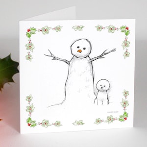 Sneeuwpop en Bichon Frise - kersthumor en schoonheid - kwaliteitskaarten. GRATIS P & P voor UK - GRATIS persoonlijke boodschap