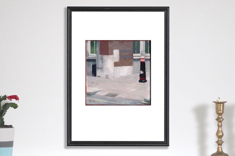 London Bollard, Art Print, Town art print, Urban drawing, Shops print, Home art print. A5, A4, A3 image 1