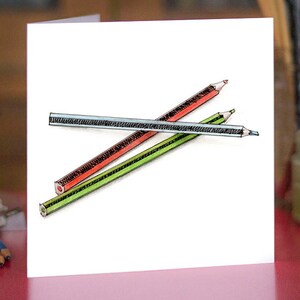 Kleurpotloden wenskaart - prachtig getekende print - kwaliteit kaartmateriaal. GRATIS verzending voor VK - GRATIS persoonlijk bericht