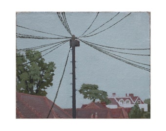 Telephone cables Fishpool Street ,  St Albans , Art Print, Town art print, Urban drawing, Shops print, Home art print. A5, A4, A3