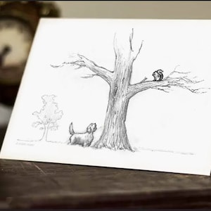 Petite Basset Griffon Vendeen Eekhoorn Wenskaart - Prachtig getekende print - kwaliteit voorraad. GRATIS P&P voor UK - GRATIS persoonlijk bericht
