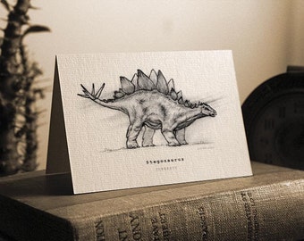 Stegosaurus Greeting Card -  Beautifully drawn print - quality card stock. FREE P&P for UK - FREE Personal Message