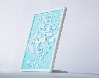 UNC Chapel Hill 3D Printed Map, UNC Graduation Gift, Acceptance Gift