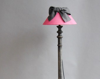 Vintage Floor Lamp, Vertical Floor Lamp Romantic Raspberry Pink Shade, Wooden Floor Lamp, Floor Lamp Living Room Reading Lamp