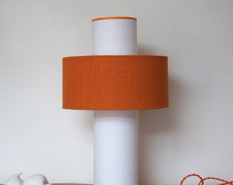 “Orange Mecanik” table lamp in washed linen.