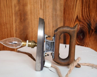 Old iron table lamp, Lighting creation Lamp Recycling Eco, Table or bedside lamp Old Steampunk