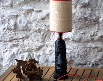 Talos table lamp, resin bust, rattan lampshade. Unique piece.