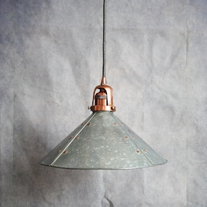 Handmade Industrial Vintage Rustic Lampshade, Retro Old Style Factory Workshop Lampshade Decor, Garage Bar Ceiling Pendant Light Shade