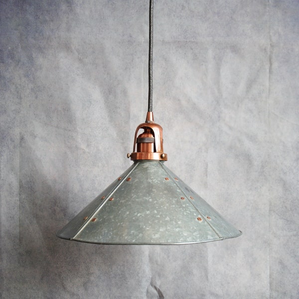 Handmade Industrial Vintage Rustic Lampshade, Retro Old Style Factory Workshop Lampshade Decor, Garage Bar Ceiling Pendant Light Shade