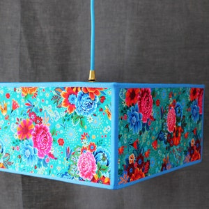 Balkan square pendant lampshade, washed linen and velvet. image 4