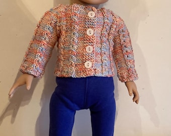 Multi color knitted sweater for 18 inch dolls (fits American Girl Dolls)
