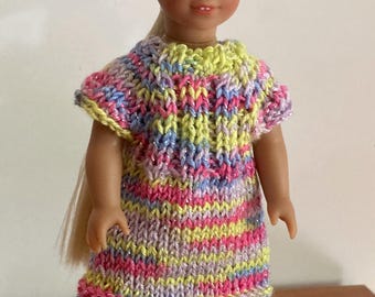 Handmade knit or crochet dress for 6 inch doll (fits American Girl mini doll, Lori doll)