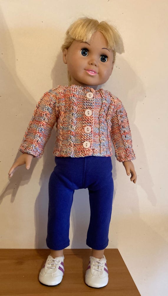 Multi color knitted sweater for 18 inch dolls (fits American Girl Dolls)