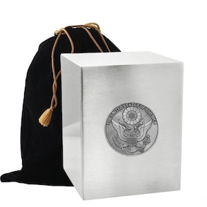 Silver Cremation Urn Box with Applique - Metal Cremation Urn for Adult - Handcrafted Funeral- Ashes urn - Metal Cremation Urn-