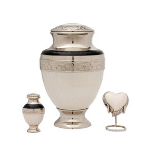 Elegant Pearl Brass Cremation Urn - White