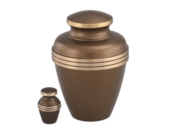 Ashen Bronze Cremation Urn - Brown & Gold