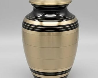 Black and Gold Infant Urn: Hand-Engraved Solid Brass Funeral Urn - Custom Engraving Options Available